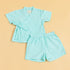 Light blue trendy two piece kimono set with checkered pattern and comfortable fit