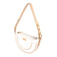 Trendy white leather purse with a stylish design and adjustable shoulder strap by Stylera