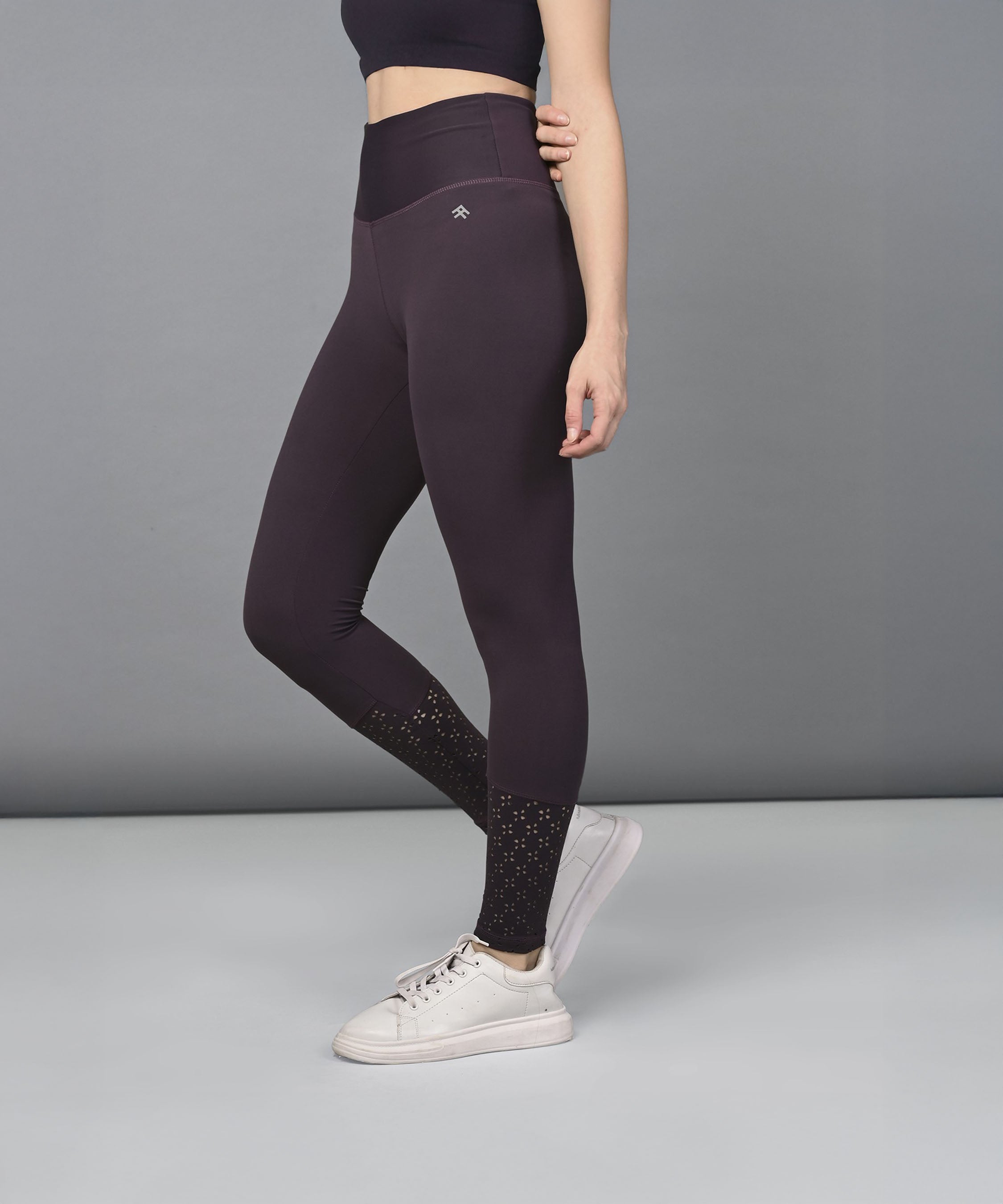 Stylera trendy women's leggings in dark purple with stylish ankle detailing for comfort and fashion