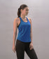 Blue trendy workout tank top for women with a comfortable fit and racerback design