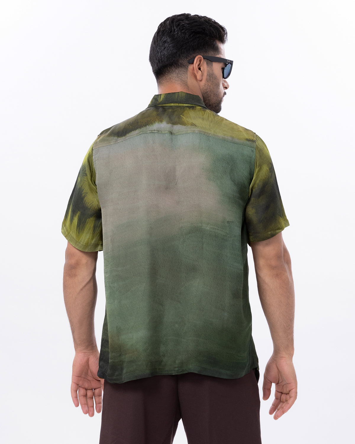 Stylera unique artistic shirts for men featuring a stylish green tie-dye design