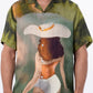 Stylera unique artistic shirts for men featuring a vibrant print of a woman in a sun hat by a pool