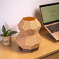 Sozori unique bedroom table lamp in a hexagonal design with wooden base for stylish decor