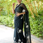 Elegant unique black saree for party wear with floral designs, perfect for special occasions.