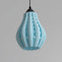 Unique decorative hanging lamp in pastel blue with a stylish ribbed design for modern interiors
