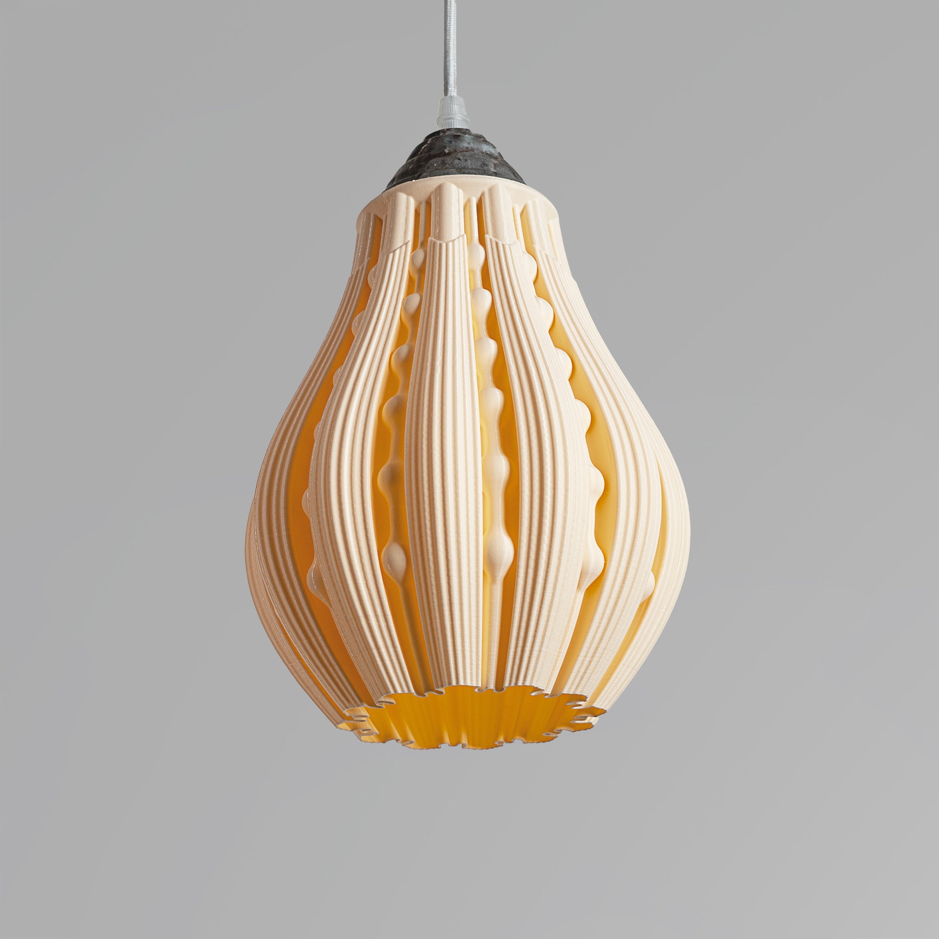 Sozori unique decorative hanging lamp made from layered materials with a soft pastel finish