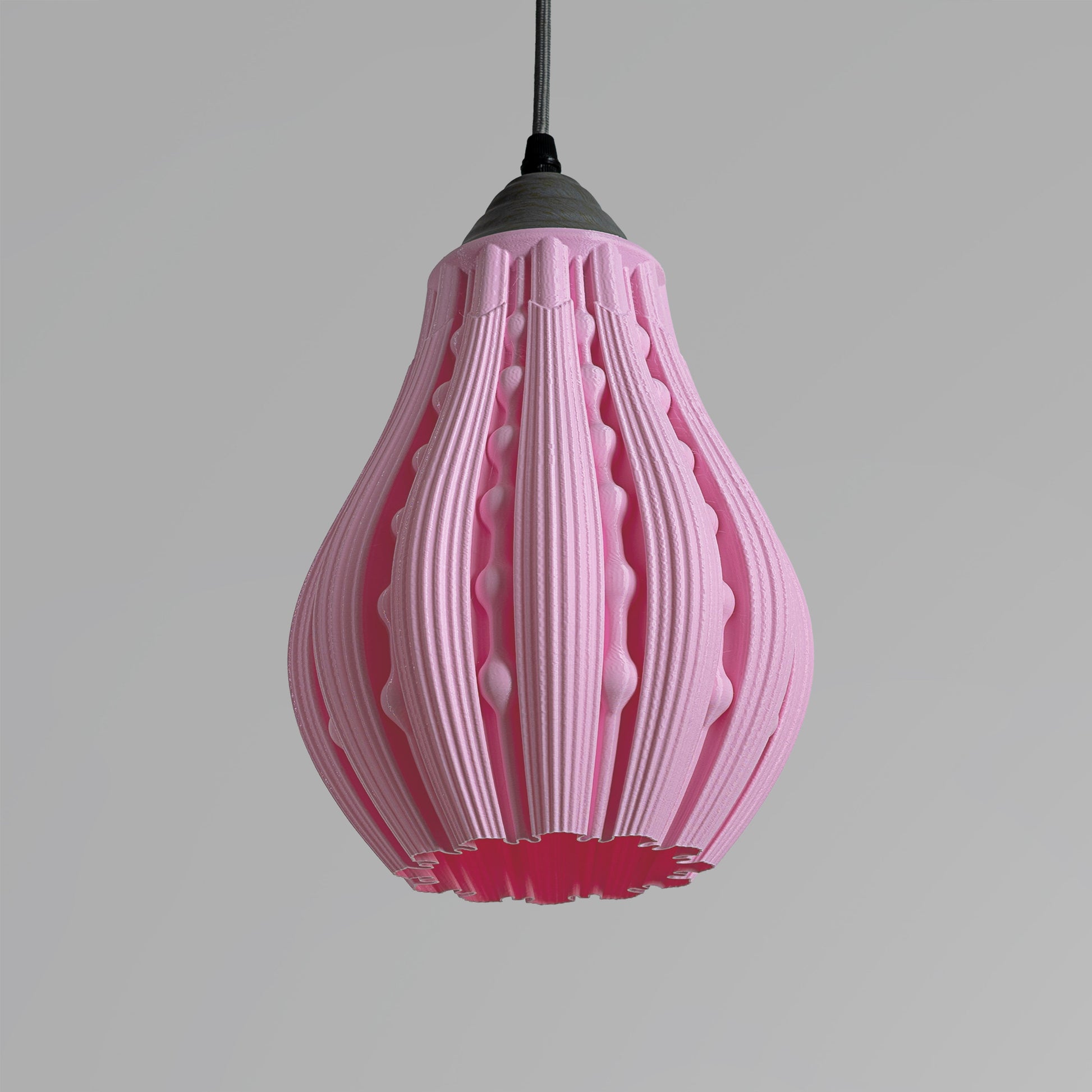 Sozori unique decorative hanging lamp in pink with a stylish rippled design for modern interiors