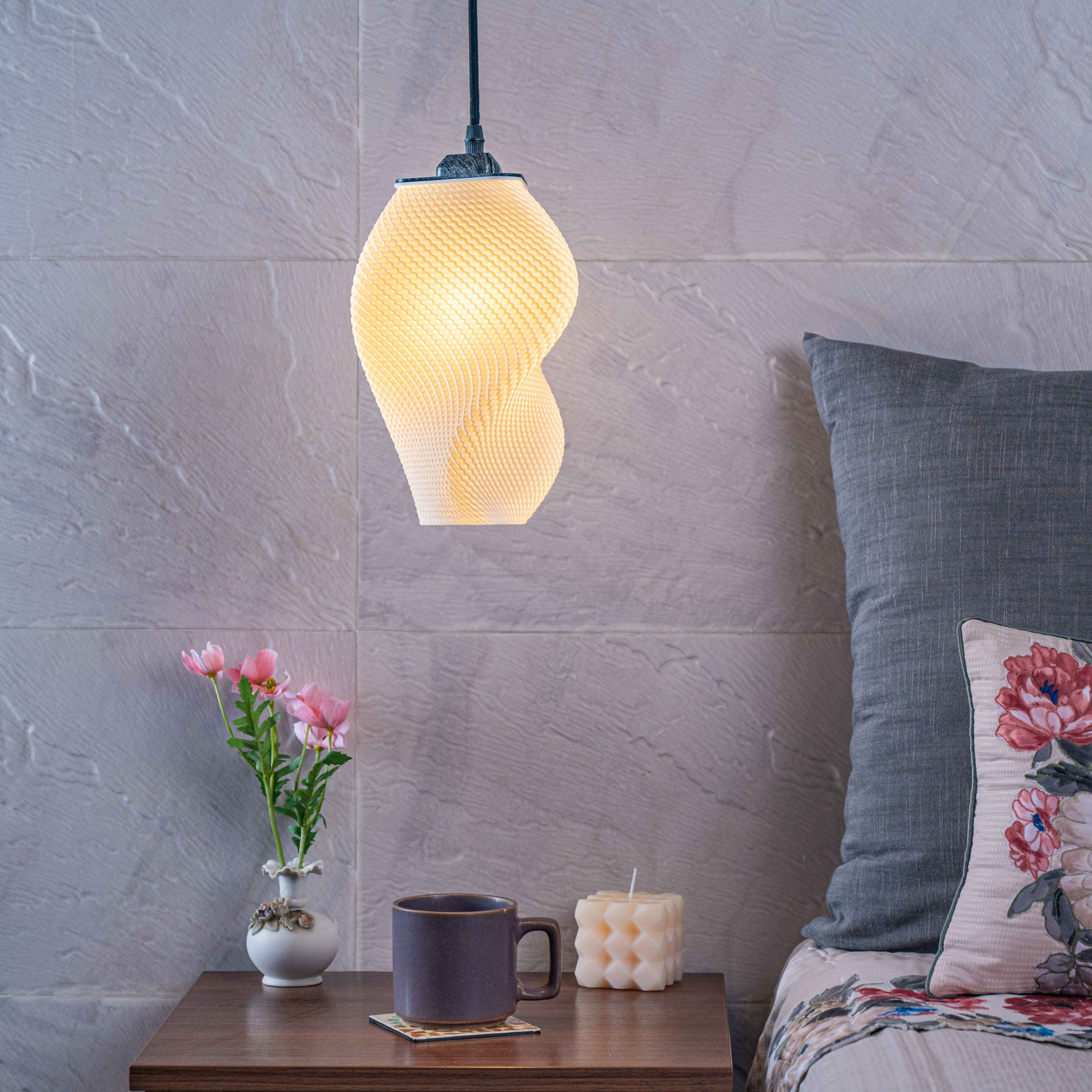 Sozori unique home decor lamps featuring a modern swirl design, enhancing cozy interiors