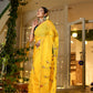 Elegant yellow Stylera unique Indian saree with embroidery, perfect for festive occasions