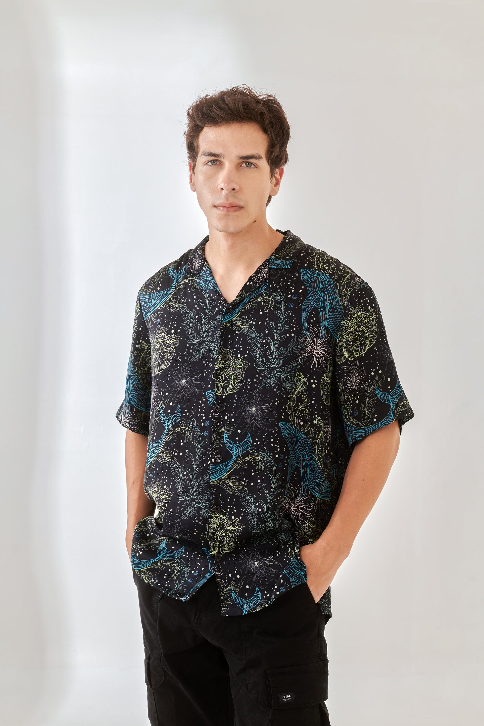 Unique print casual shirt from Stylera in vibrant colors with a tropical design