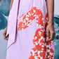 Stylera lilac belted midi dress with bold red abstract side print unique print relaxed fit dress