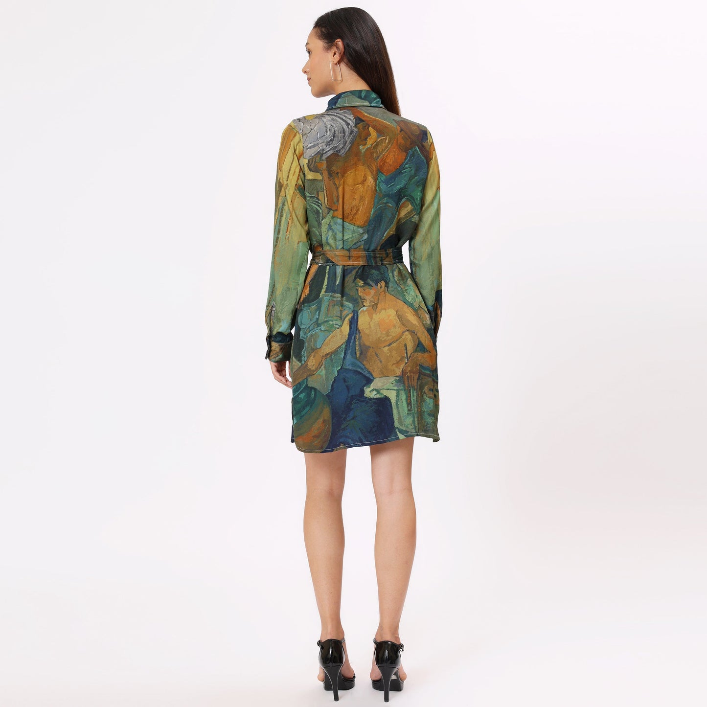 Stylera Long Shirt with Unique Printed Dress for Women featuring vibrant colors in abstract design