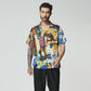 Stylera unique short sleeve fashion shirt featuring a colorful artistic design for a stylish look