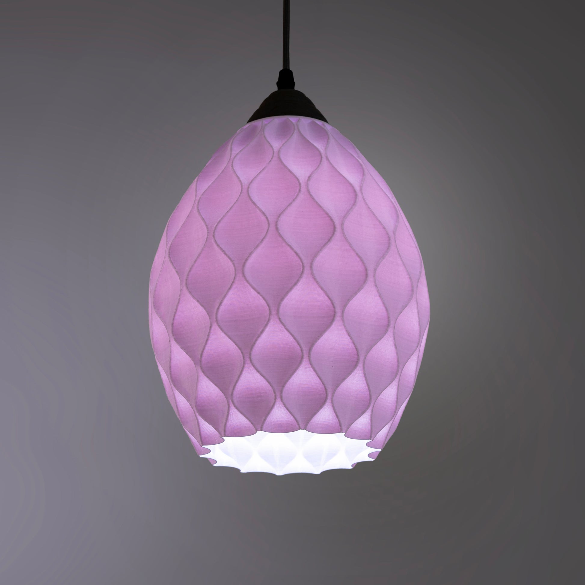 Sozori unique statement ceiling lamp in pastel purple with elegant wave design