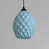 Sozori unique statement ceiling lamp in pastel blue with a textured, modern design