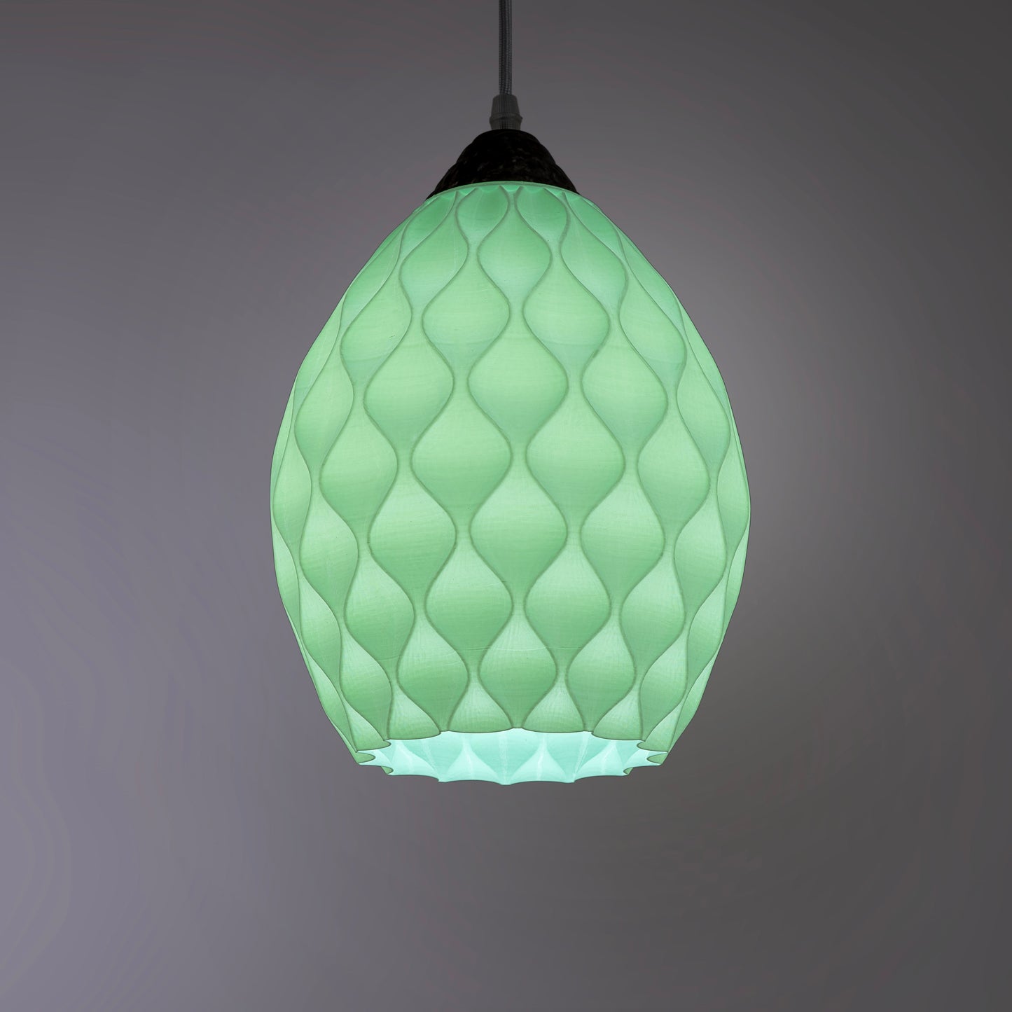 Sozori unique statement ceiling lamp in pastel green with a textured design for modern decor
