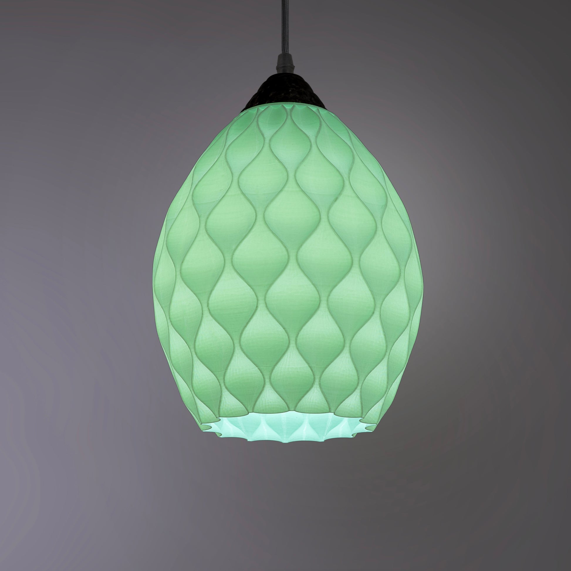 Sozori unique statement ceiling lamp in pastel green with a textured design for modern decor