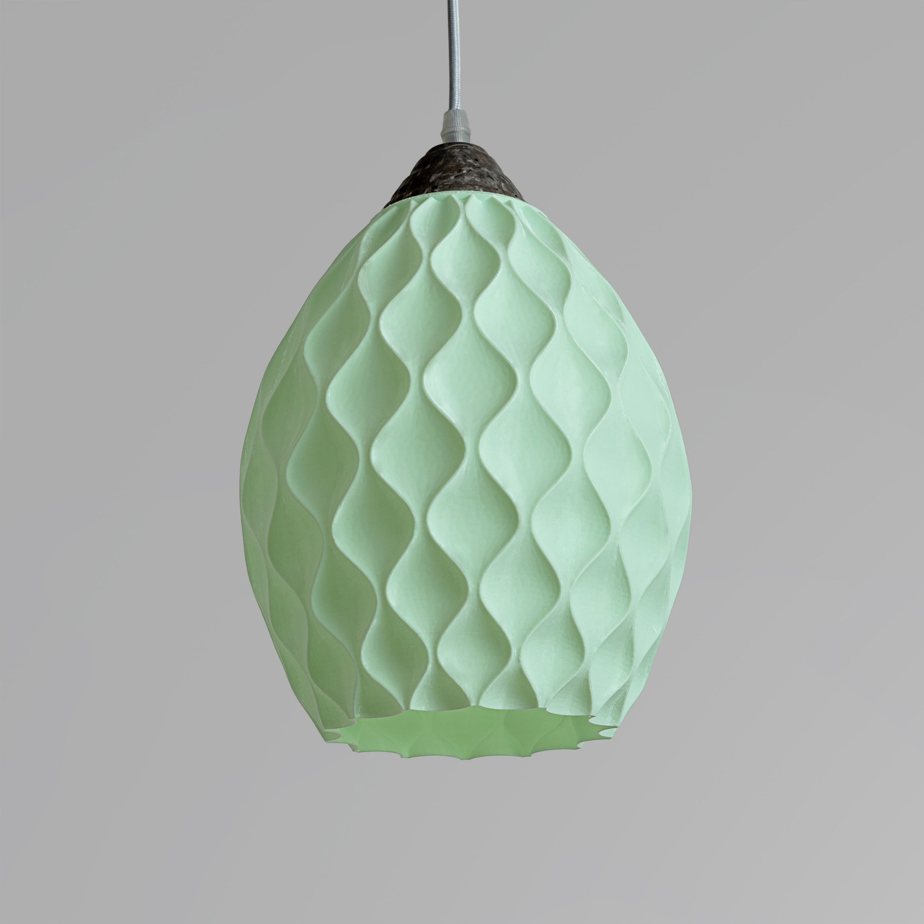 Sozori Unique Statement Ceiling Lamp in Pastel Green with a Textured Design