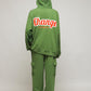 Stylera green oversized hoodie back view with red white Change print paired with cargo pants unique streetwear hoodie