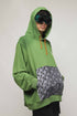 Stylera unique streetwear hoodie green oversized fit with orange drawstrings and diamond plate kangaroo pocket