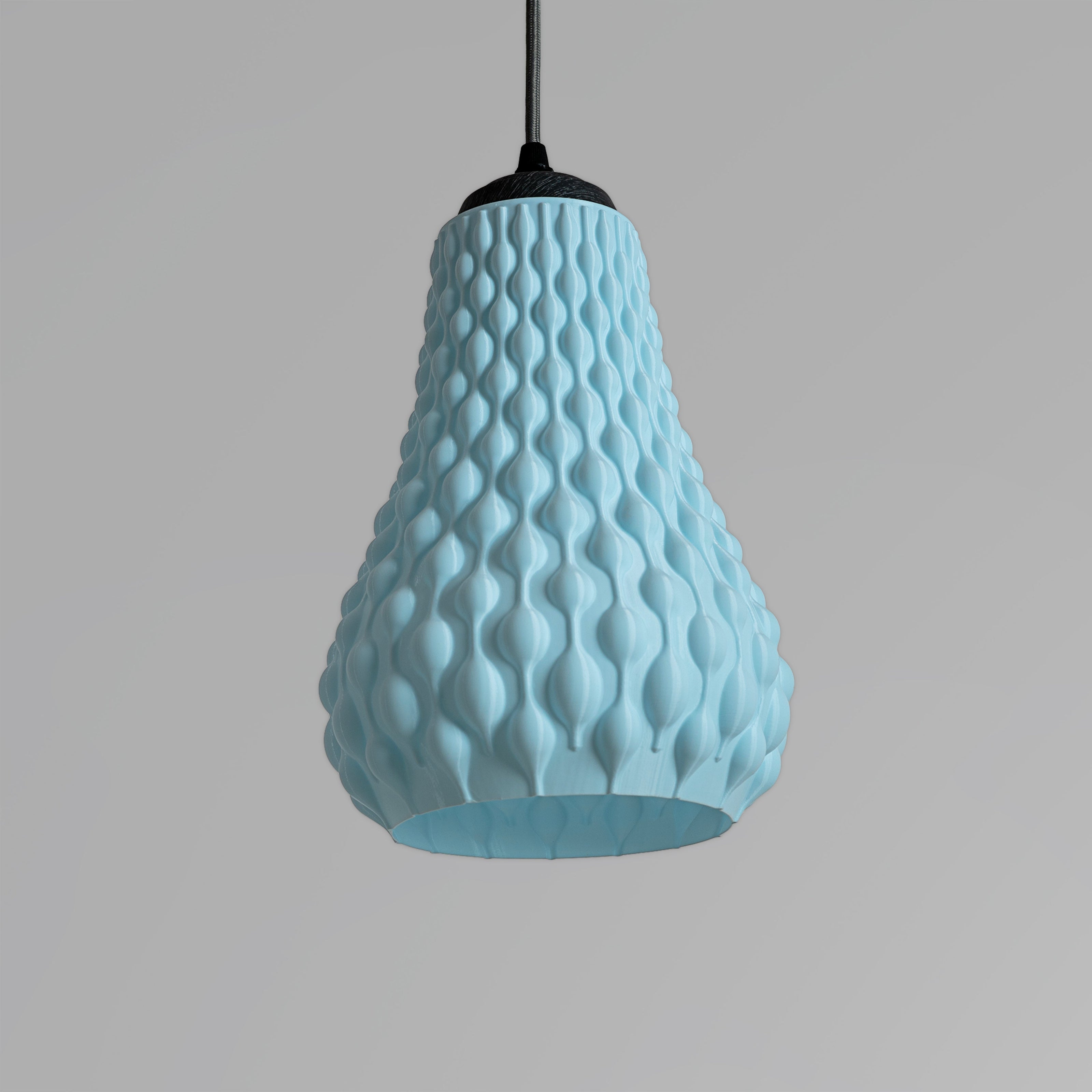 Unique textured hanging lamp in light blue with a stylish design for modern home decor