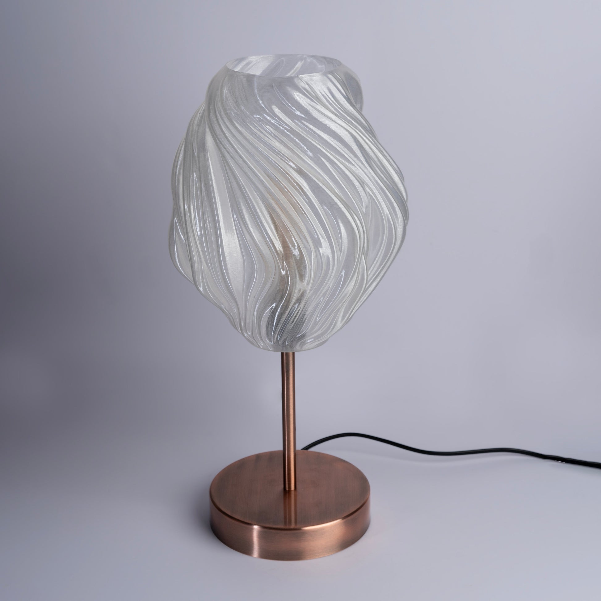 Sozori unique wave pattern desk lamp with a stylish glass shade and copper base for modern decor