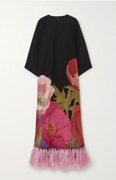 Floral Print Fringe Details Dress