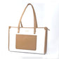 Vanilla taupe box tote bag with a spacious design and front pocket for stylish organization