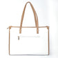 Vanilla taupe box tote bag with stylish handles and a zippered pocket for convenience