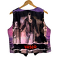 Stylera Vasco graphic sleeveless vest with purple and pink print and red VASCO logo trendy statement fashion vest