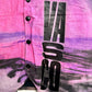 Stylera pink purple tie dye button front vest with bold black vertical print trendy statement fashion vest