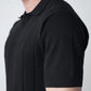 Johnny-Collar Knit Polo in Black