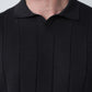 Johnny-Collar Knit Polo in Black