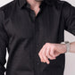 CheckMate Giza Satin Jet Black Shirt
