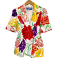 Stylera floral blazer for women white tailored short sleeve jacket with bold red yellow purple flowers