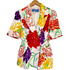 Stylera floral blazer for women white tailored short sleeve jacket with bold red yellow purple flowers