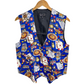 Stylera casino print vest blue with roulette cards dice chips and slot machine pattern