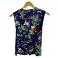 Blue equestrian print vest on wooden hanger showing hunting scene with trees colorful patterned vest for layering by Stylera 