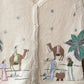 Stylera unique holiday sweater vest cream knit button front with embroidered nativity scene