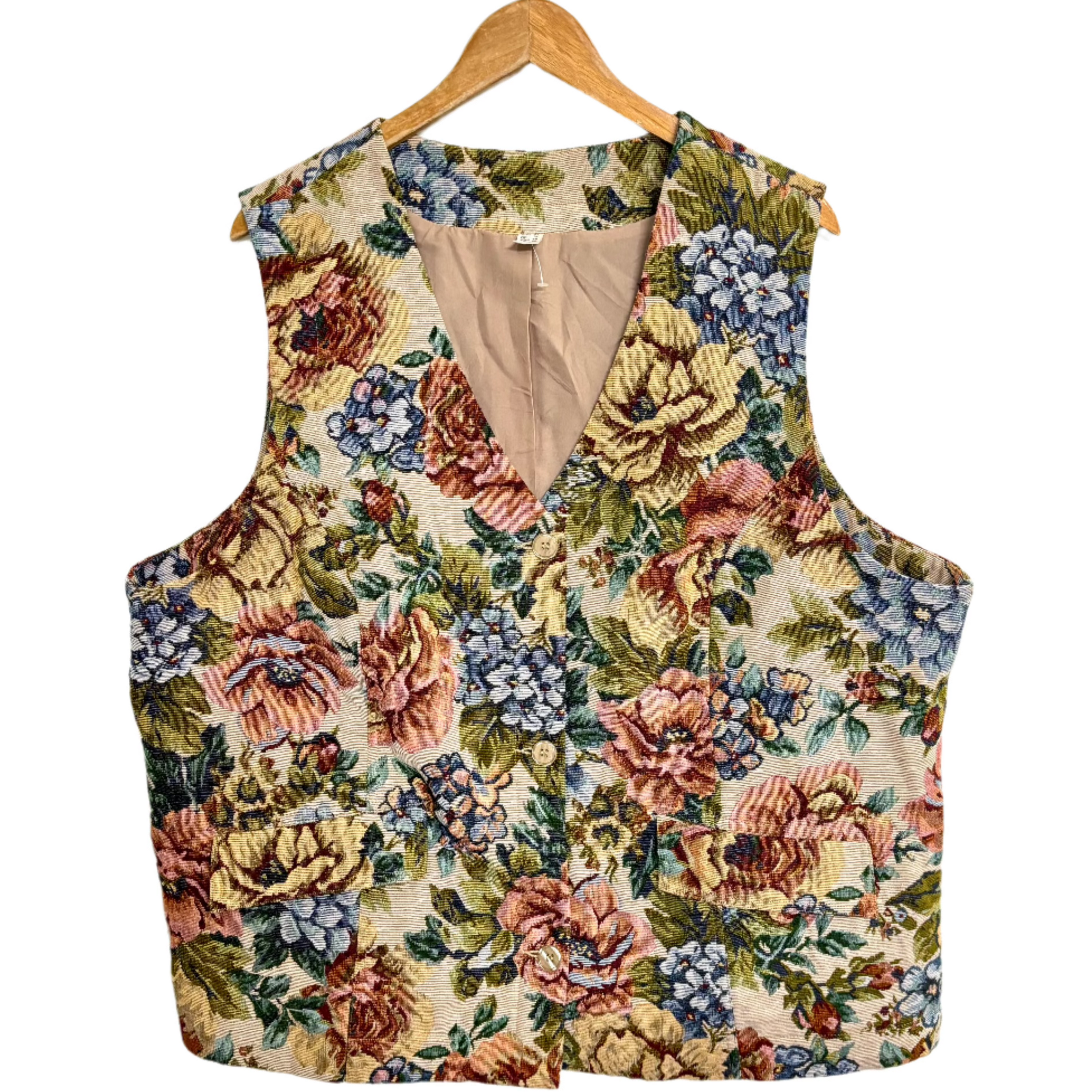 Stylera women's floral statement vest vintage tapestry v neck sleeveless vest with multicolor rose pattern for layering
