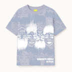 Static Jungle Round Neck Printed Blue T-Shirt FLYAF