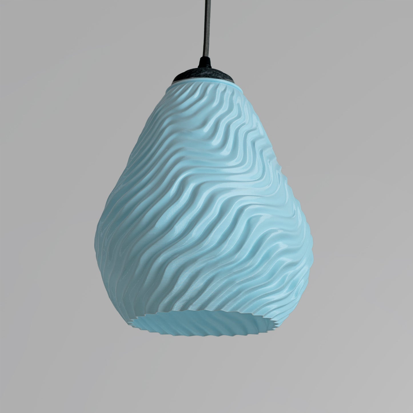 Sozori Blue Pendant Light with Wavy Textured Design, Ideal for Wavy Textured Lighting for Bedrooms