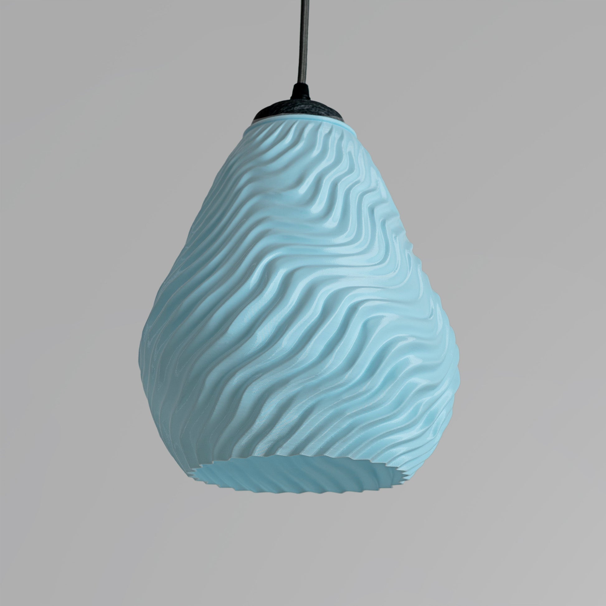 Sozori Blue Pendant Light with Wavy Textured Design, Ideal for Wavy Textured Lighting for Bedrooms