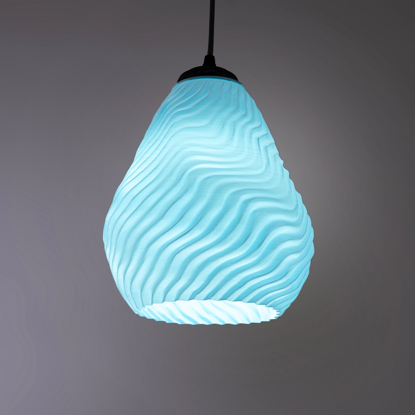 Sozori Pastel Blue Pendant Light with Wavy Textured Design, Perfect for Wavy Textured Lighting for Bedrooms