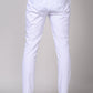 Back view of white cotton pyjama pants for men with a comfortable elastic waistband