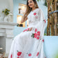 Elegant white organza saree for women with red floral prints, perfect for festive occasions
