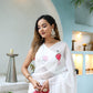 Elegant white organza saree for women with floral designs perfect for special occasions