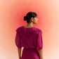 Stylera wine embroidered scalloped top with sheer sleeves and detailed back design