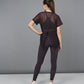 Wine netted top for women, featuring a loose fit and stylish back design for active wear.
