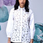 Stylera women's casual chic white shirt with floral lace front collared button down long sleeves